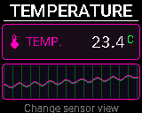 P-Bit Temperature screen in the Main view