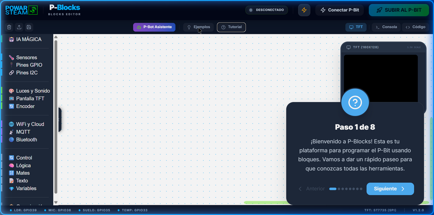 Interactive tutorial step 1 of 8 in P-Blocks